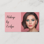 Carte De Visite Blush Pink Black Script Photo Makeup Business Card (Devant)