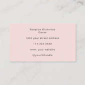 Carte De Visite Blush Pink Black Script Photo Makeup Business Card (Dos)
