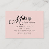 Carte De Visite Blush Pink Black Script Photo Makeup Business Card (Dos)
