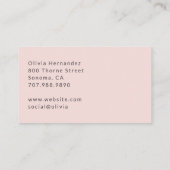 Carte De Visite Blush Pink Black Script Photo Makeup Business Card (Dos)