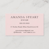 Carte De Visite Blush Pink Black Script Photo Makeup Business Card (Dos)