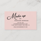 Carte De Visite Blush Pink Black Script Photo Makeup Business Card (Dos)