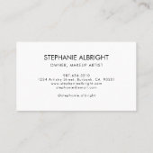 Carte De Visite Blush Pink Black Script Photo Makeup Business Card (Dos)