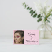 Carte De Visite Blush Pink Black Script Photo Makeup Business Card (Debout devant)