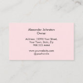 Carte De Visite Blush Pink Black Script Photo Makeup Business Card (Dos)