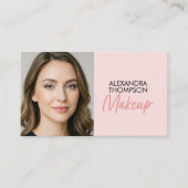 Carte De Visite Blush Pink Black Script Qr Code Social Icon Makeup (Devant)