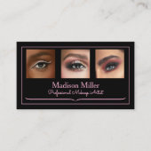 Carte De Visite Blush Pink Black Social Icon QR Code Photo Makeup (Devant)