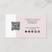 Carte De Visite Blush Pink Business Logo QR Code Loyauté (Dos)