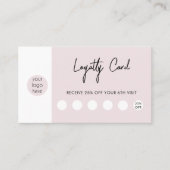 Carte De Visite Blush Pink Business Logo QR Code Loyauté (Devant)