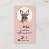 Carte De Visite Blush Pink Chig Pet Photo Médias sociaux QR Code (Devant)
