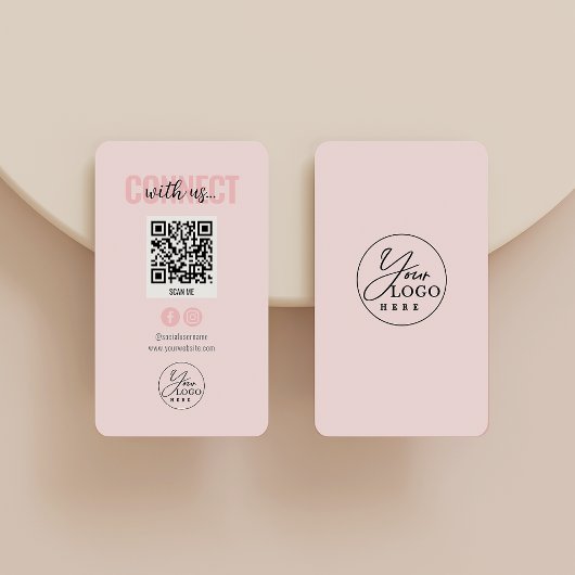 Carte De Visite Blush Pink Connectez-Vous Aux Médias Sociaux Améri
