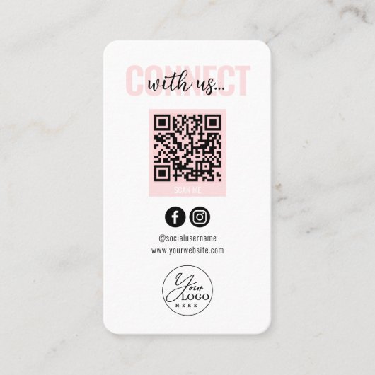 Carte De Visite Blush Pink Connectez-Vous Aux Médias Sociaux Améri (Devant)