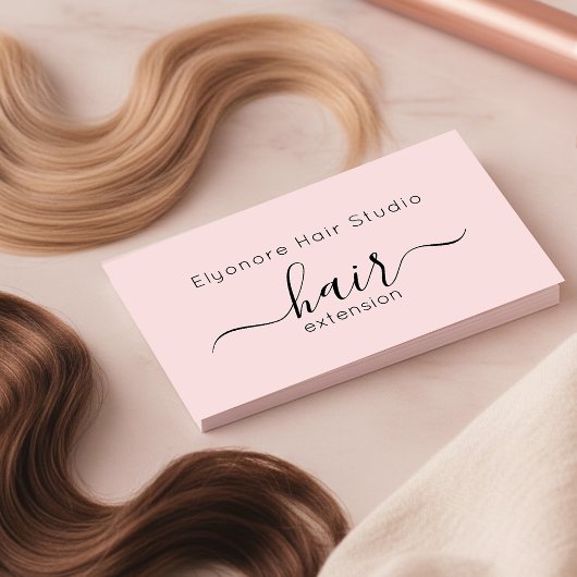 Carte De Visite Blush Pink Elegant Script Hair Extension Business