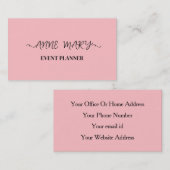 Carte De Visite Blush Pink Girgraphy Event Planner Simple (Devant / Derrière)