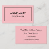 Carte De Visite Blush Pink Girly Trendy Event Planner Modern Cool (Devant / Derrière)