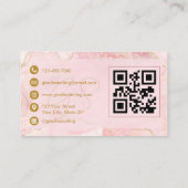 Carte De Visite Blush Pink Gold Agate QR Code Jewelry Designer  (Dos)
