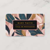 Carte De Visite Blush Pink Gold Boho Collection Feuille tendance (Devant)