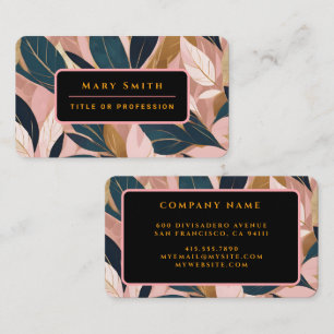Carte De Visite Blush Pink Gold Boho Collection Feuille tendance
