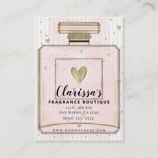 Carte De Visite Blush Pink & Gold Paris Parfum Boutique Parfum (Devant)