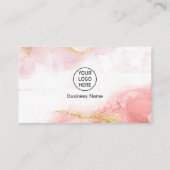 Carte De Visite Blush Pink Gold QR Code Logo personnalisé Agate Mo (Dos)