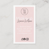 Carte De Visite Blush Pink Hair, Makeup & Beauty Studio Vertical (Dos)
