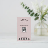 Carte De Visite Blush Pink Les Médias Sociaux Modernes Se Connecte (Debout devant)