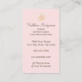 Carte De Visite Blush Pink Logo QR Code Photo Lashes and Brows (Dos)