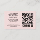 Carte De Visite Blush Pink Makeup Artist Qr Code Social Icon (Dos)