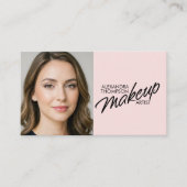 Carte De Visite Blush Pink Makeup Artist Qr Code Social Icon (Devant)