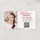 Carte De Visite Blush pink marble qr code photo loyalty card (Dos)