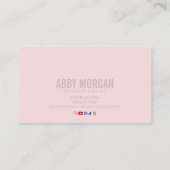 Carte De Visite Blush Pink Modern Makeup (Dos)