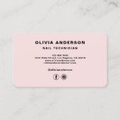 Carte De Visite Blush Pink Nail Technician (Dos)