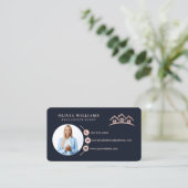 Carte De Visite Blush Pink & Navy Professional Immobilier Photo (Debout devant)