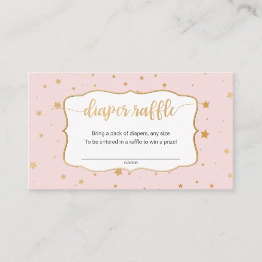 Carte De Visite Blush Pink + or Stars billet de tombola (Devant)