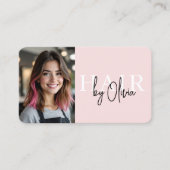 Carte De Visite Blush Pink Photo QR Code Hair Stylist (Devant)