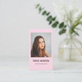 Carte De Visite Blush Pink Photographe Photo with QR Code (Debout devant)