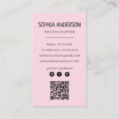 Carte De Visite Blush Pink Photographe Photo with QR Code (Dos)