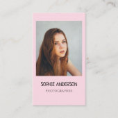 Carte De Visite Blush Pink Photographe Photo with QR Code (Devant)