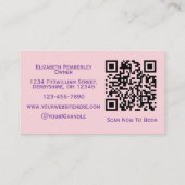 Carte De Visite Blush Pink Purple Script Photo Makeup (Dos)