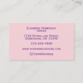 Carte De Visite Blush Pink Purple Script Photo Makeup (Dos)