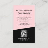 Carte De Visite Blush Pink QR Code Photo Makeup Vertical (Dos)
