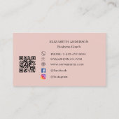 Carte De Visite Blush pink qr code social media (Dos)