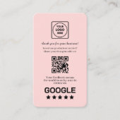 Carte De Visite Blush Pink QR | Google Reviews Custom Feedback  (Devant)