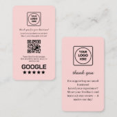Carte De Visite Blush Pink QR | Google Reviews Custom Feedback (Devant / Derrière)