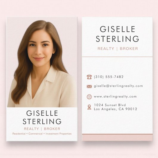 Carte De Visite Blush Pink Real Estate Agent Broker