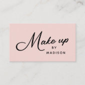 Carte De Visite Blush Pink Retro Black Script Makeup (Devant)