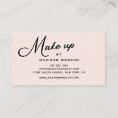Carte De Visite Blush Pink Retro Black Script Makeup (Dos)