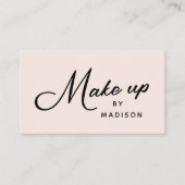 Carte De Visite Blush Pink Retro Black Script Makeup (Devant)