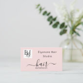 Carte De Visite Blush Pink Script Logo QR Code Hair Extension (Debout devant)