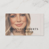 Carte De Visite Blush Pink Script Logo QR Code Photo Business Card (Devant)
